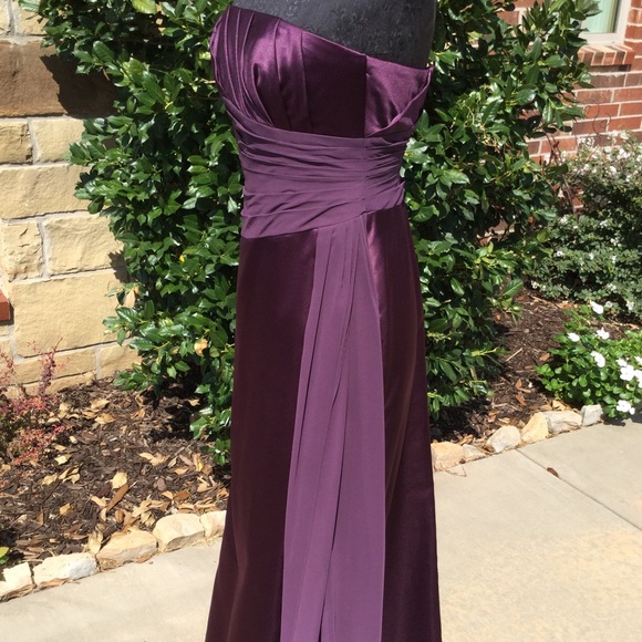 David’s Bridal Plum Prom Bridesmaid Evening Gown - Picture 3 of 5